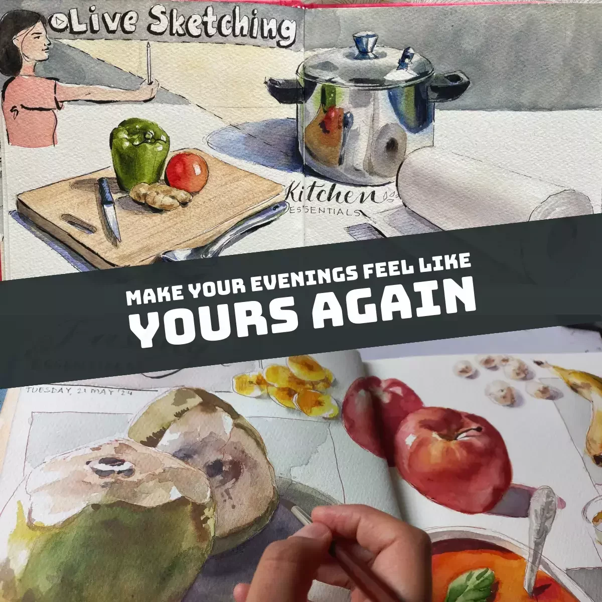 Preview of workshop artwork from the 14-day watercolour workshop